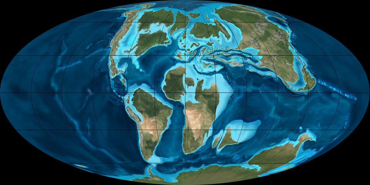 Reconstruction of Earth in late Cretaceous Period