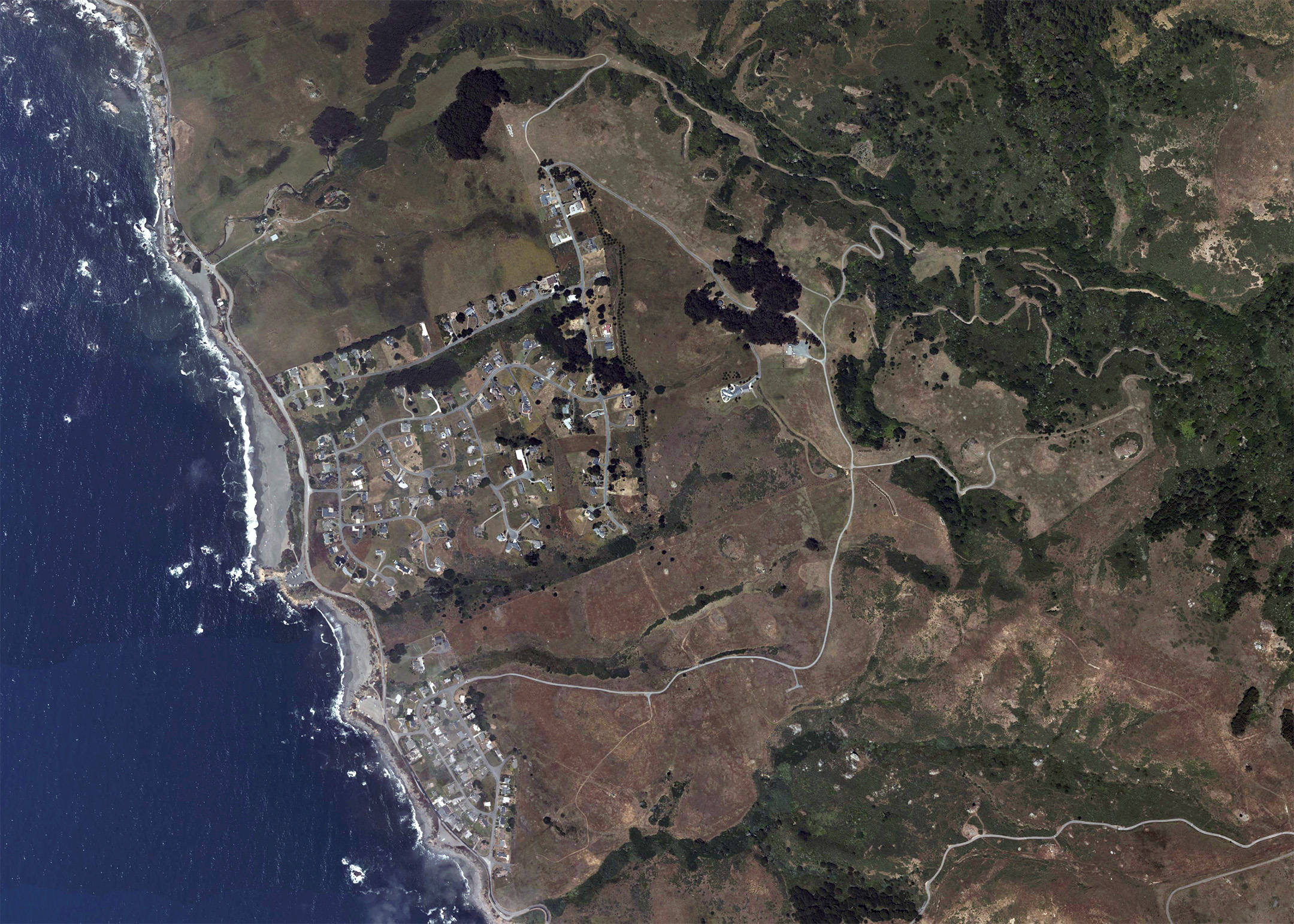 Satellite view of development along Portuguese Beach